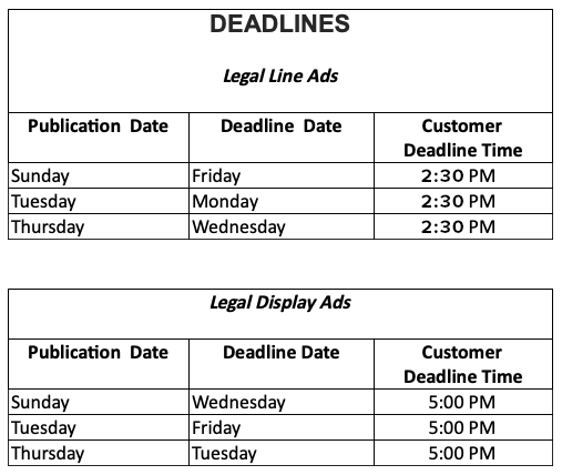 deadlines